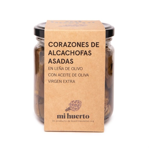 [alca-305gr-1ud] Corazones de alcachofas asadas en leña de olivo con AOVE (1 ud. x 305g)